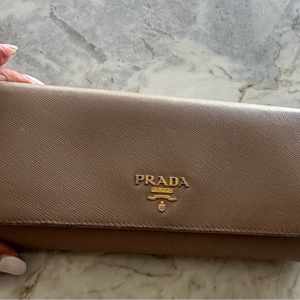 Prada Bi-Color Metal Saffiano Continental long leather Wallet